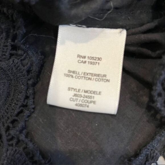 Joie Sigrid Black Eyelet Blouse Cap Sleeve Lacy 100% Cotton Oversized XS - Picture 9 of 13